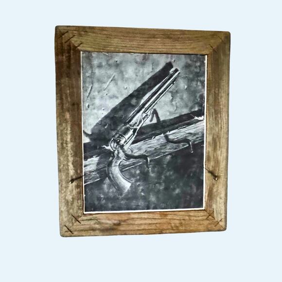 Cowgirl Pin-Up Western Wall Art in Barnwood Frame | Double-Sided Rustic Decor - Picture 4 of 9